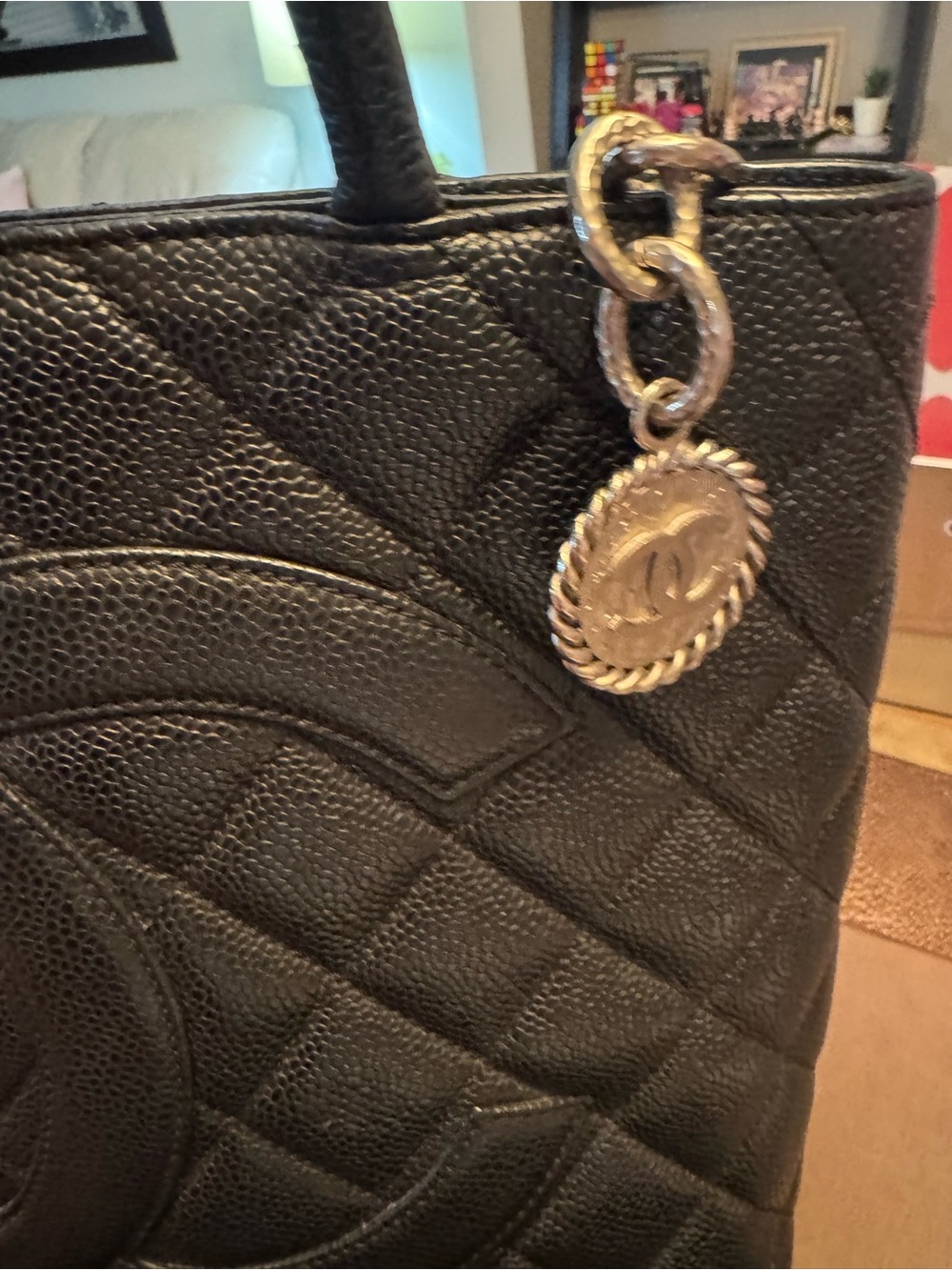 Chanel Black Caviar Medallion Tote Bag Leather - Picture 13 of 17